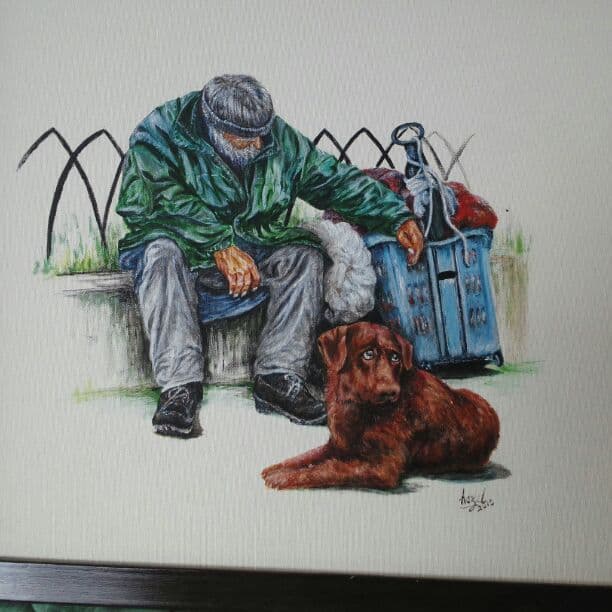 油絵　　太陽の下