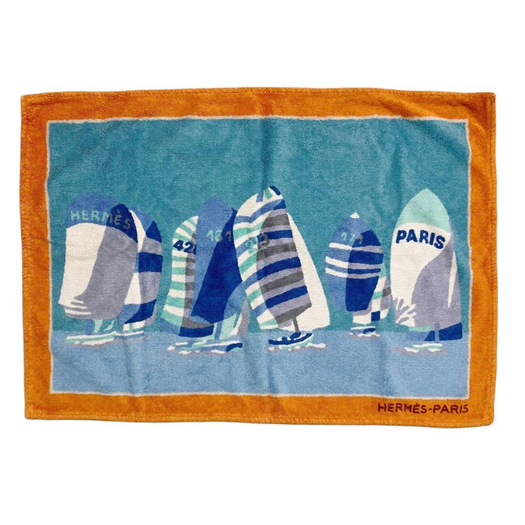 ⭐️美品⭐️ エルメス ビーチタオル ヨット 船 オレンジ マット