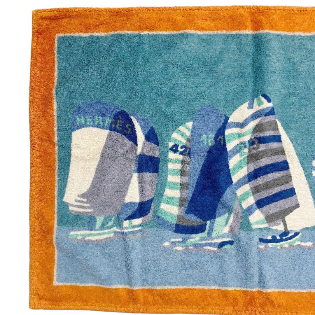 ⭐️美品⭐️ エルメス ビーチタオル ヨット 船 オレンジ マット