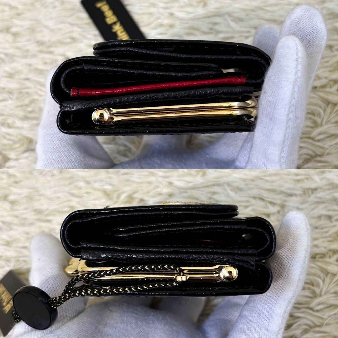 現行【未使用】シンクビー 三つ折り財布 ハーティハート ブラック 黒 がま口