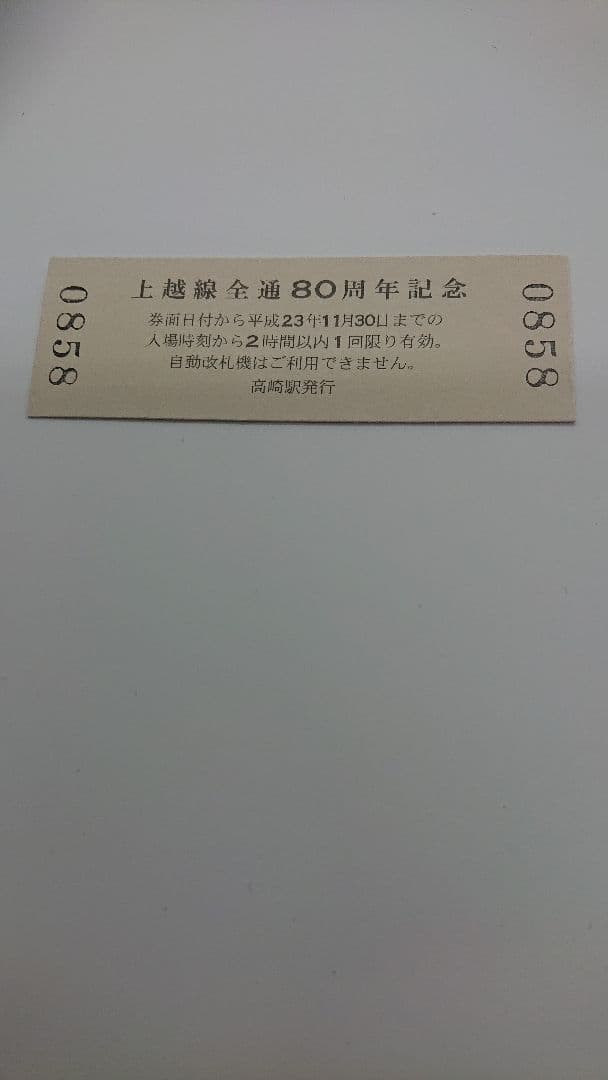 上越線全線開通80周年記念硬券入場券/全25駅