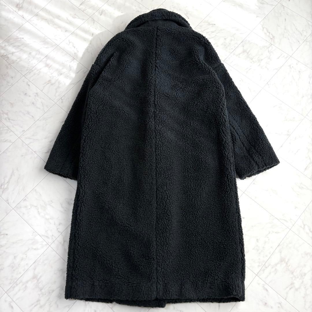 【ノーク】ボアコート　ロング　テディベアコート　ゆったり　チャコールグレー　M