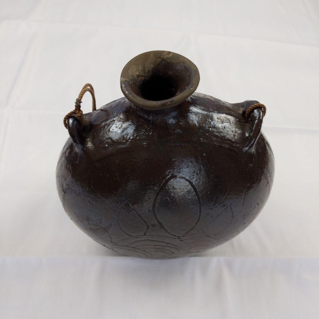 黒釉壺　黒釉扁壺　民芸壺　民芸扁壺　唐津扁壺　唐津壺　李朝壺　李朝扁壺　唐津