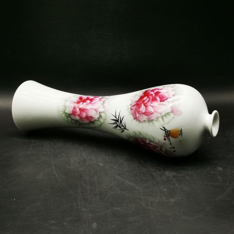 花鳥紋美人梅瓶 景徳鎮 陶磁器 装飾品 現代工芸品美術品 置物