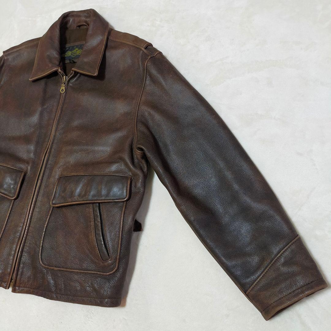 90S　短丈　L〜XL程度　本革　レザージャケット　カーコート
