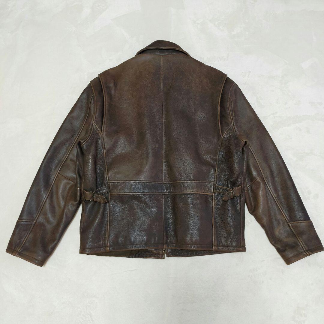 90S　短丈　L〜XL程度　本革　レザージャケット　カーコート