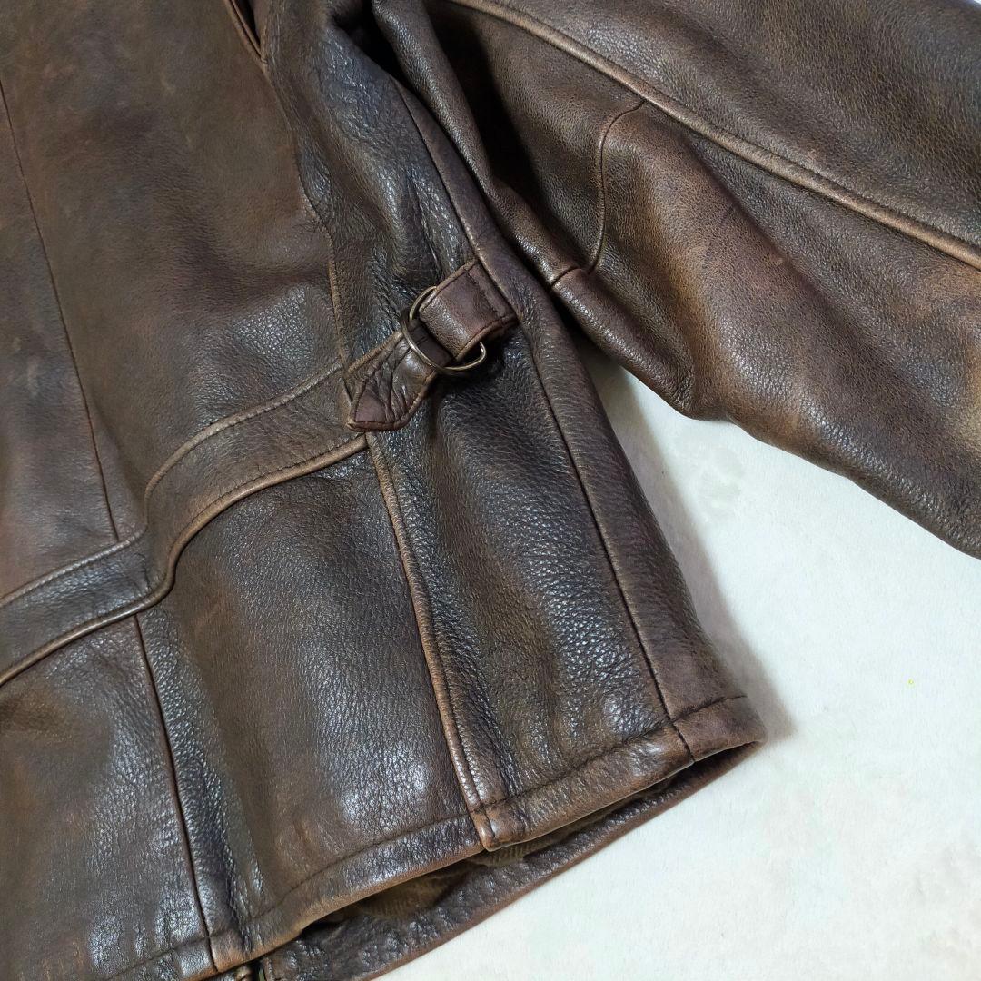 90S　短丈　L〜XL程度　本革　レザージャケット　カーコート