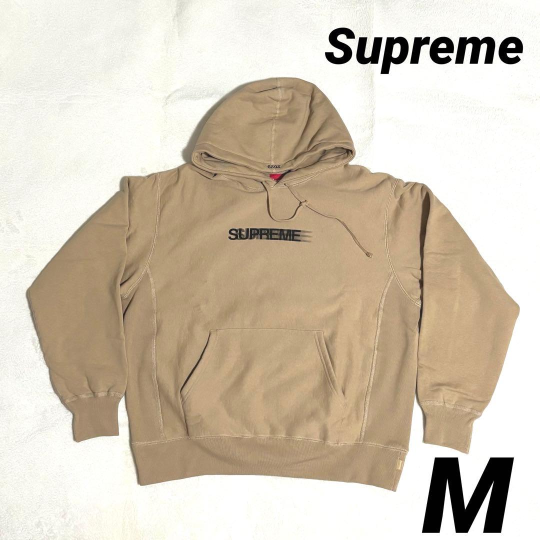 35【極美品】 シュプリーム　パーカー　ベージュ　Mサイズ　モーションロゴ