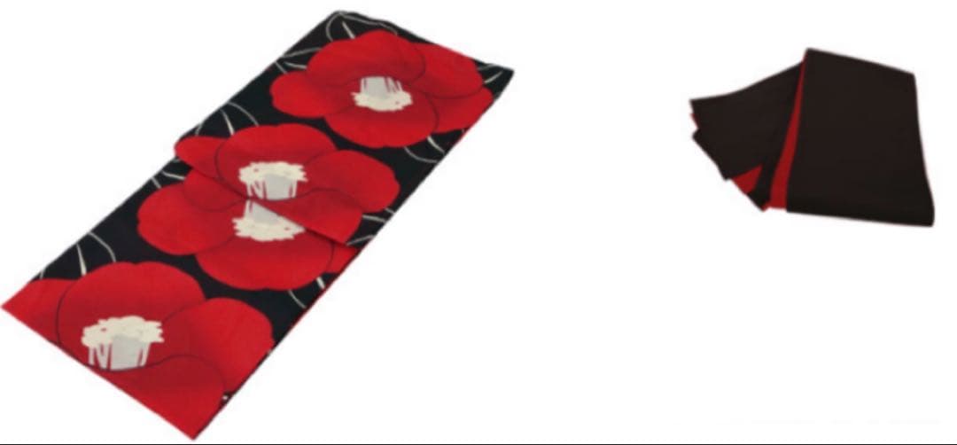 浴衣 2点セットモダン レディース フリーサイズ セット 古典 椿 赤 黒