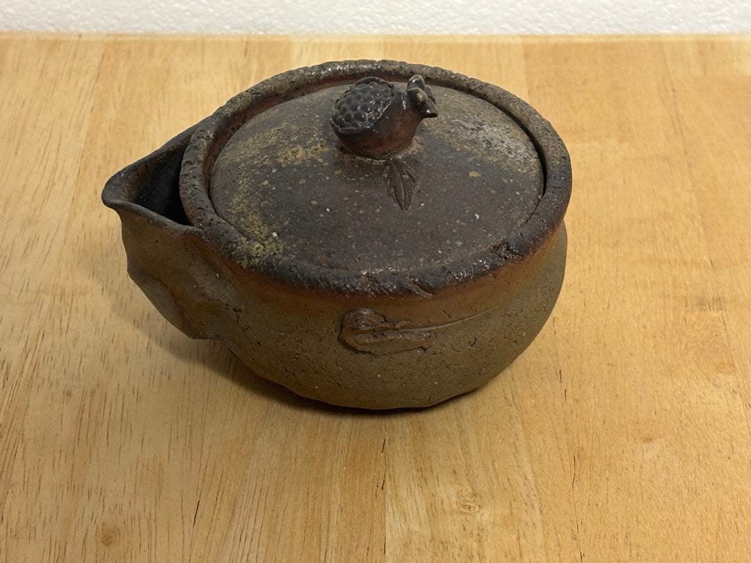 76.備前焼 宝瓶 登り窯 柘榴 ザクロ 手びねり 急須