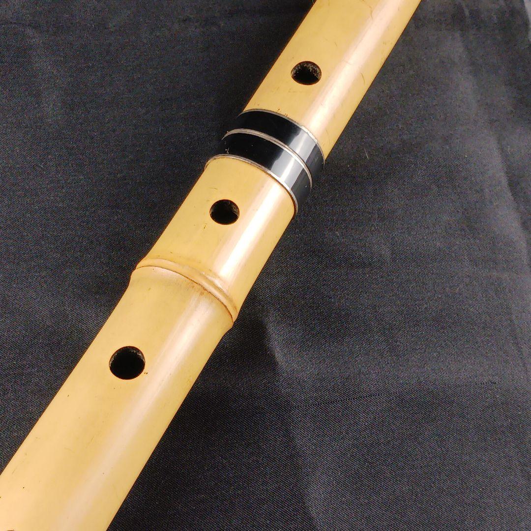 Y3110-5 琴古流 尺八 在銘 銀三線 全長64㎝ 竹製