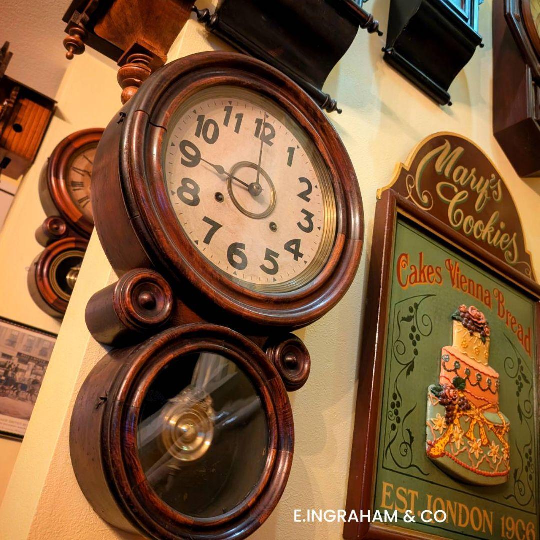 古時計　アンティーク掛時計　ダルマ掛時計 四つ丸　イングラハム　ゼンマイ掛時計