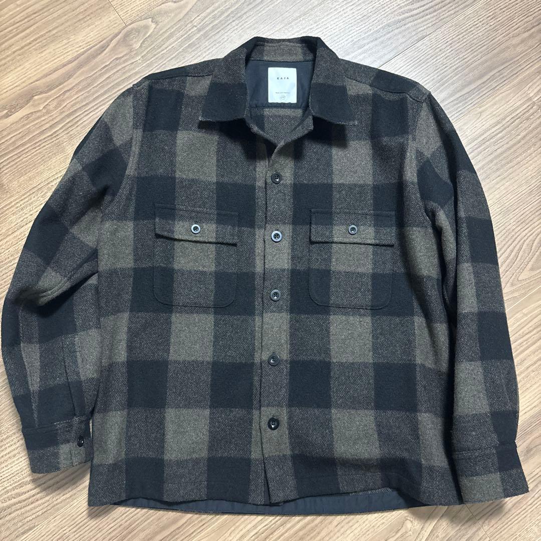 KAJA ウールバッファローチェックCPOジャケット　サイズ2 カーキ