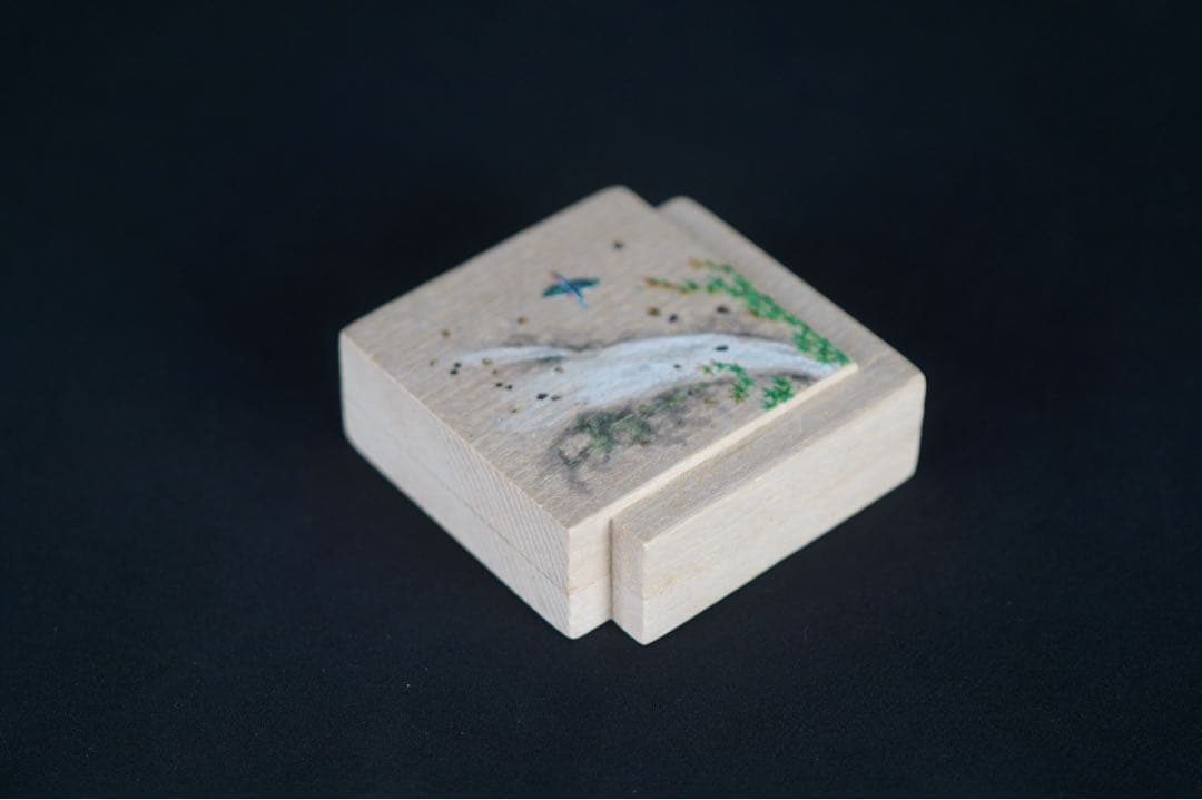 指物師 祥桑軒 川本光春 色紙翡翠 香合 共箱 保証品 茶道具