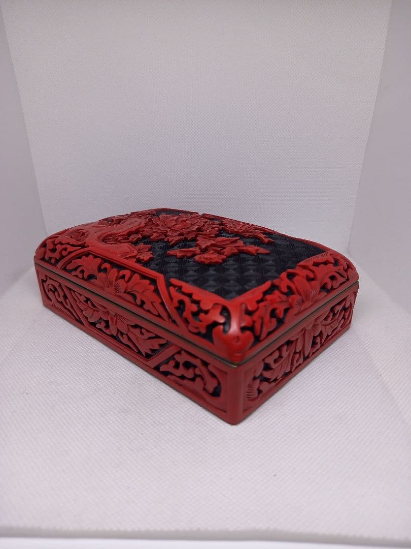 中国美術　内七宝　堆朱　宝石箱　文房具　小物入れ