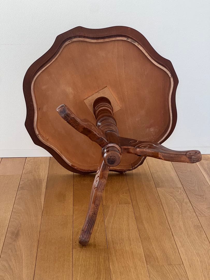 象嵌細工 コーヒーテーブル サイドテーブル 飾り台 波型天板 アンティーク