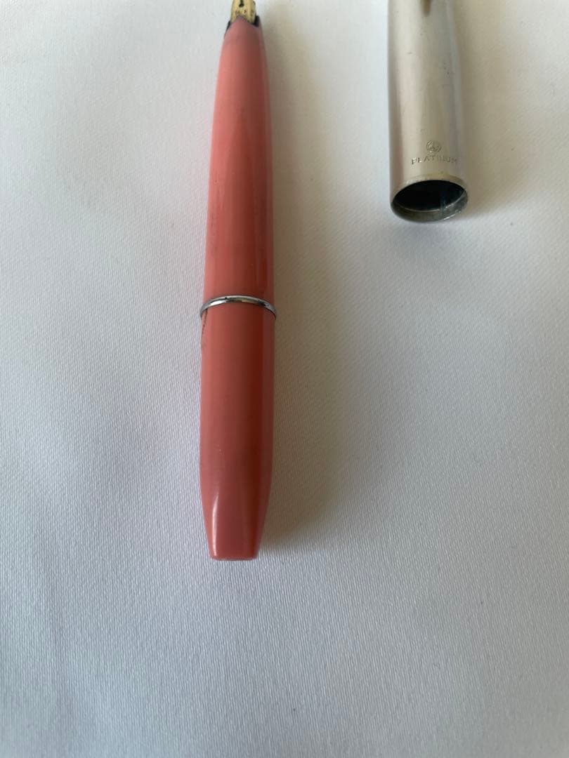 B / PLATINUM プラチナ 万年筆 14K K14 ピンク レトロ 中古