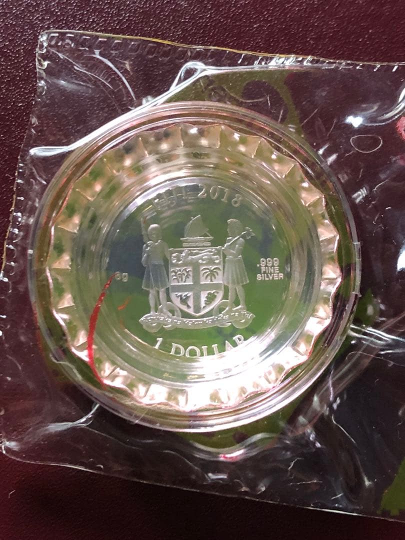 3627【フィジー】2018年1ドル銀貨　コカコーラ　ボトルキャップ銀貨
