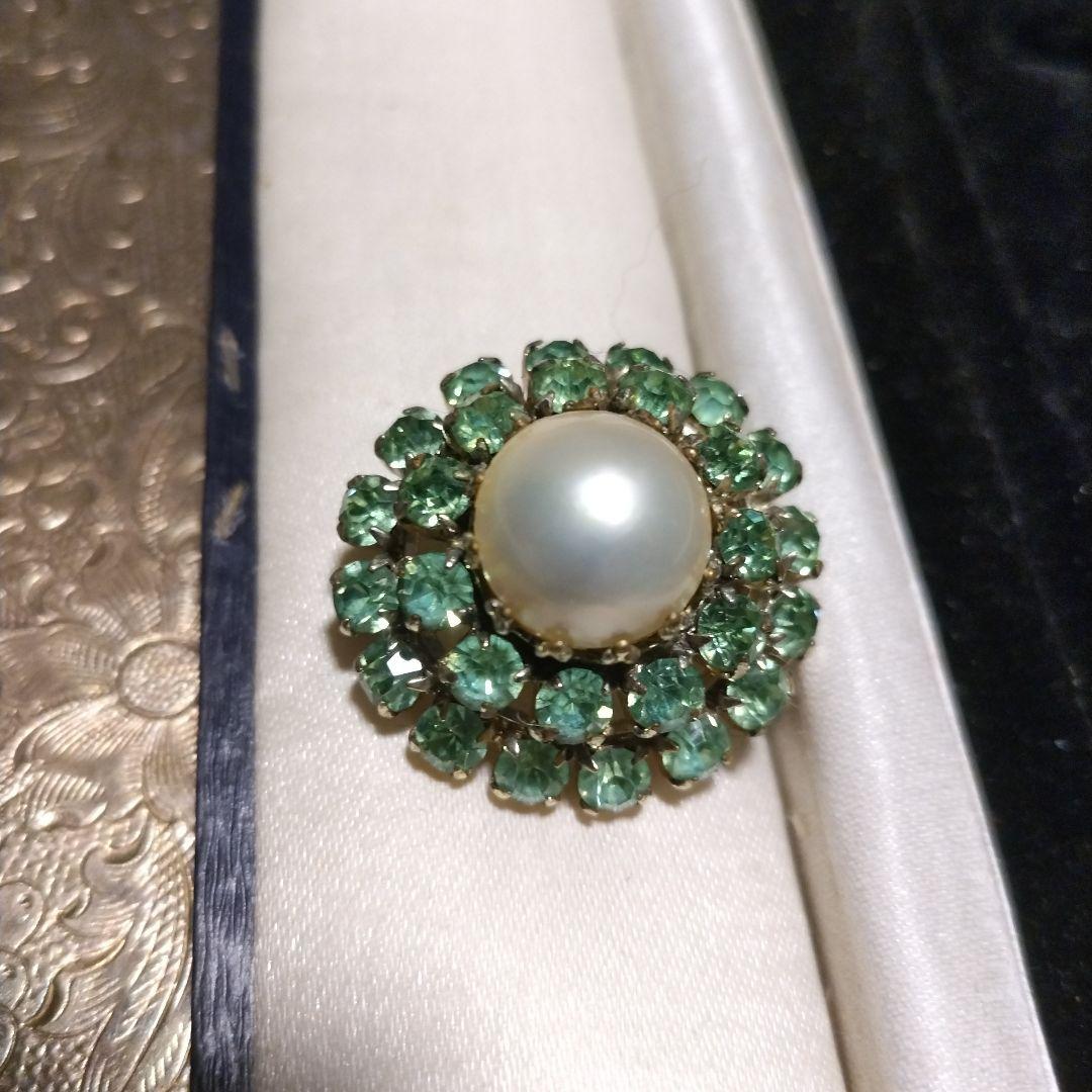 ウランガラス マベパール ヴィンテージ ブローチ