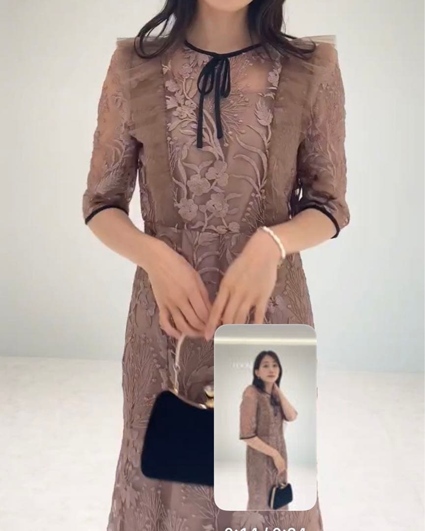 【砂糖】【Leja】刺繍レース配色パイピングショルダーフリルマーメイド