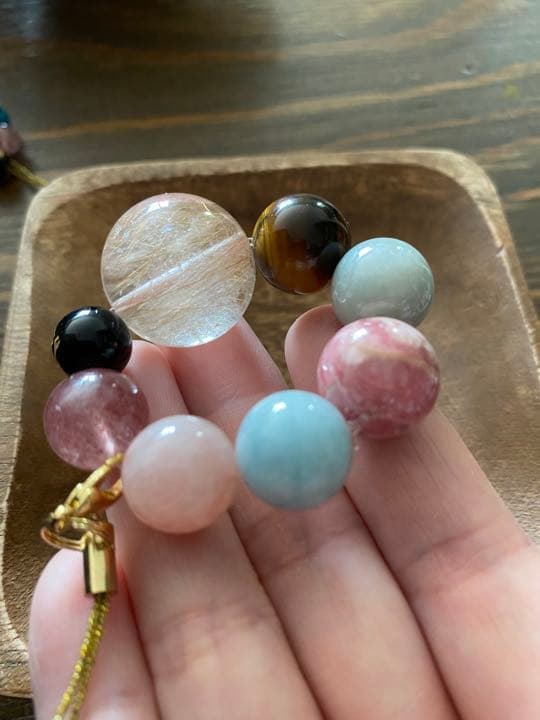 天然石ストラップ　大玉