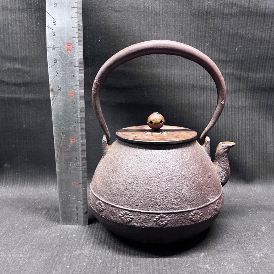 ▽②143 鉄瓶 班紫銅蓋 煎茶道具