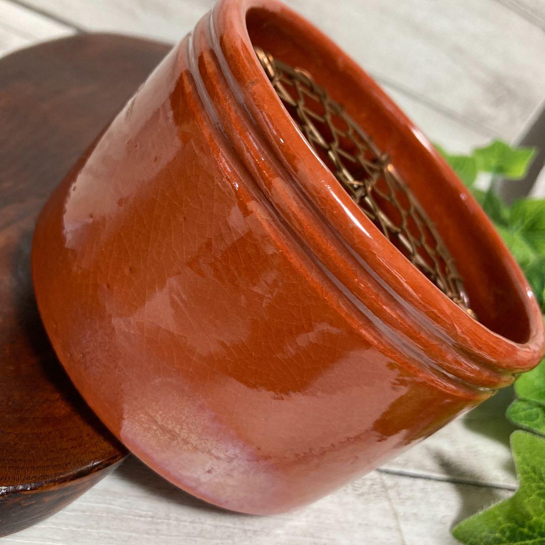 未使用 京焼 灰入れ 川崎和楽 作家物 楽焼 茶道具 香道具 聞香炉 手ロクロ