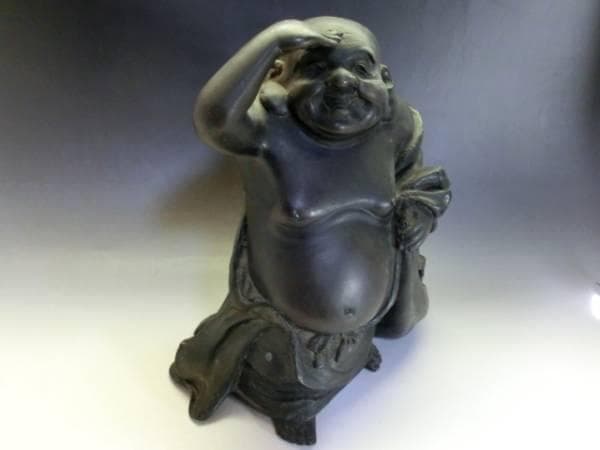 置物●古銅製とても良い笑顔の布袋様 古い銅器 布袋さん 古民具 時代物 骨董品■