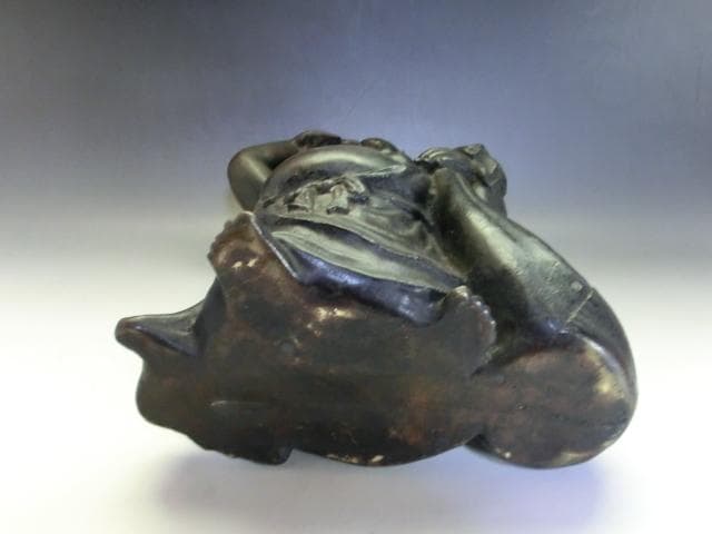 置物●古銅製とても良い笑顔の布袋様 古い銅器 布袋さん 古民具 時代物 骨董品■