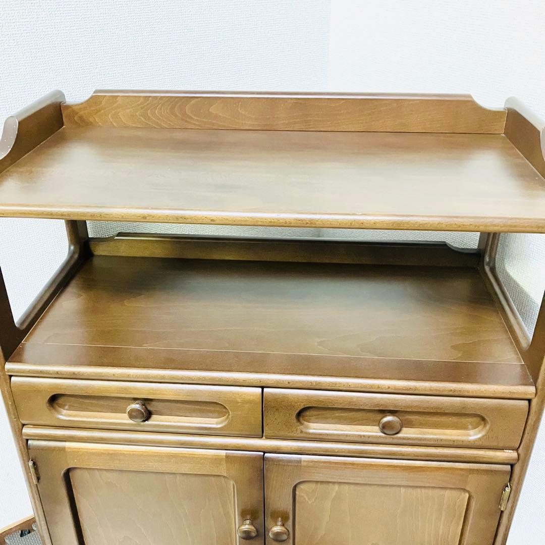 Karimoku カリモク家具 木製 電話台 キャビネット 飾り棚 美品 レア