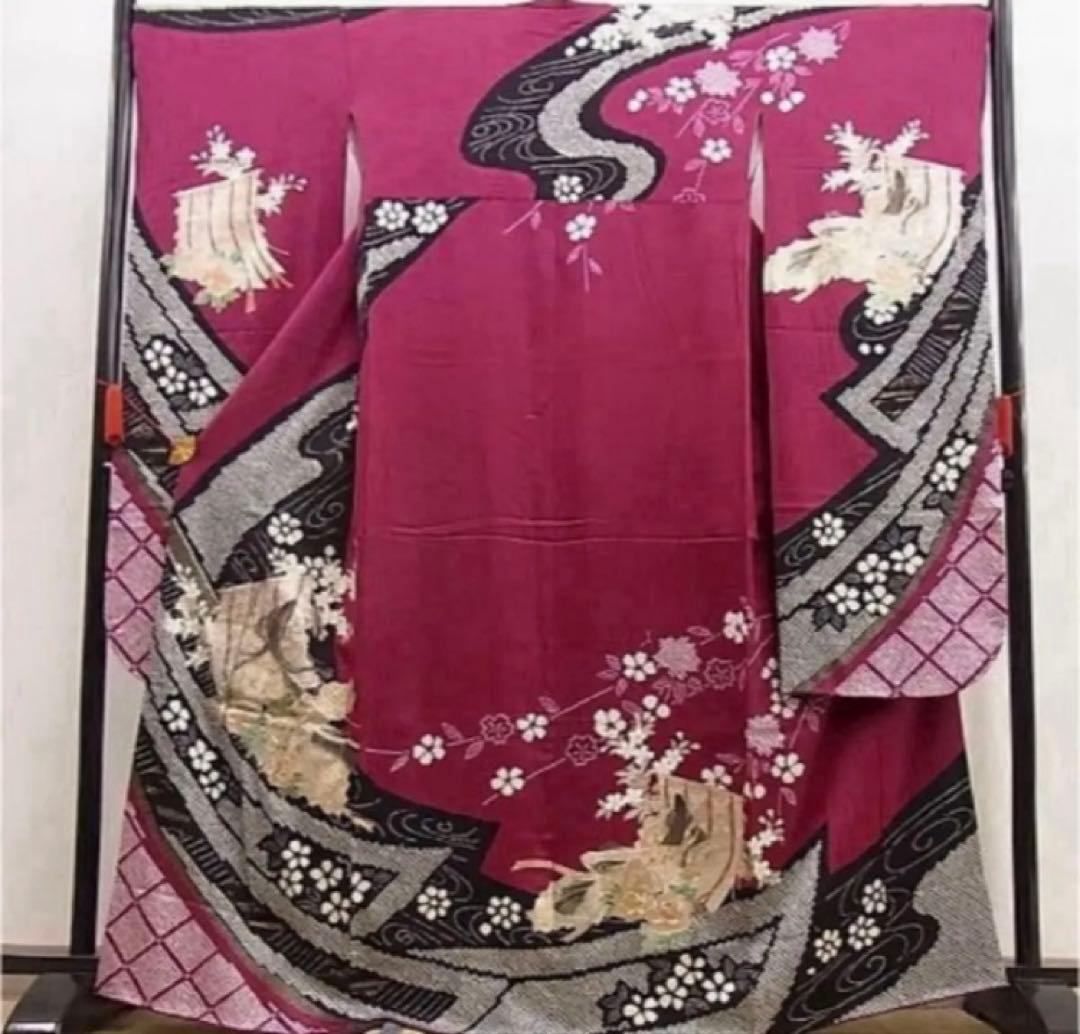 大特価SALE中★振袖セット【6点】★古典柄★紫色★豪華な成人式に★