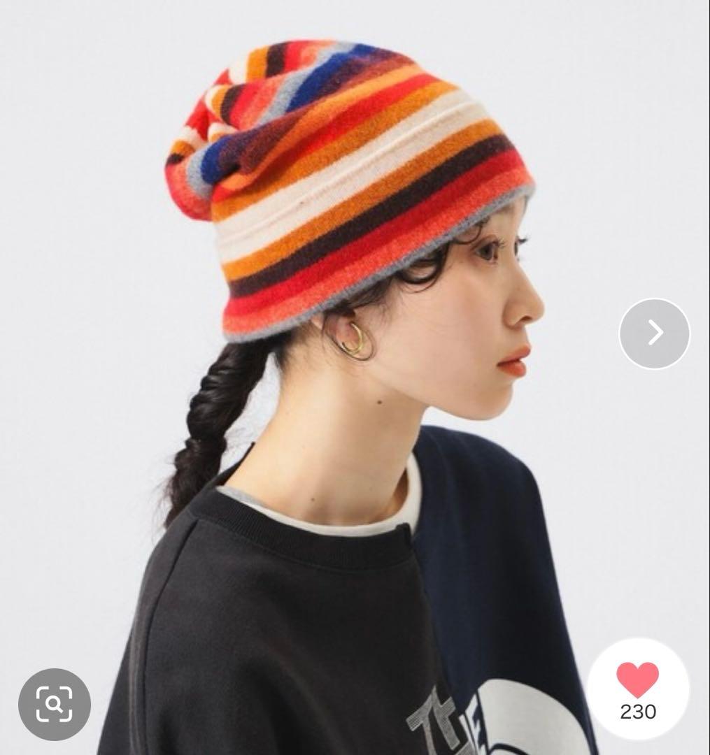 ビームスボーイ別注　ROBERT MACKIE マルチボーダー ニットキャップ