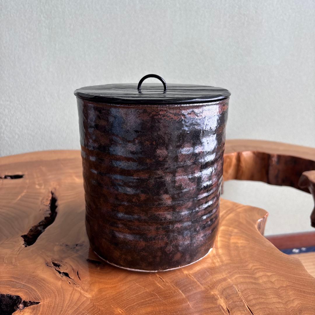 天王窯 蔵田光憲 水指 瀬戸黒 茶道具 共箱