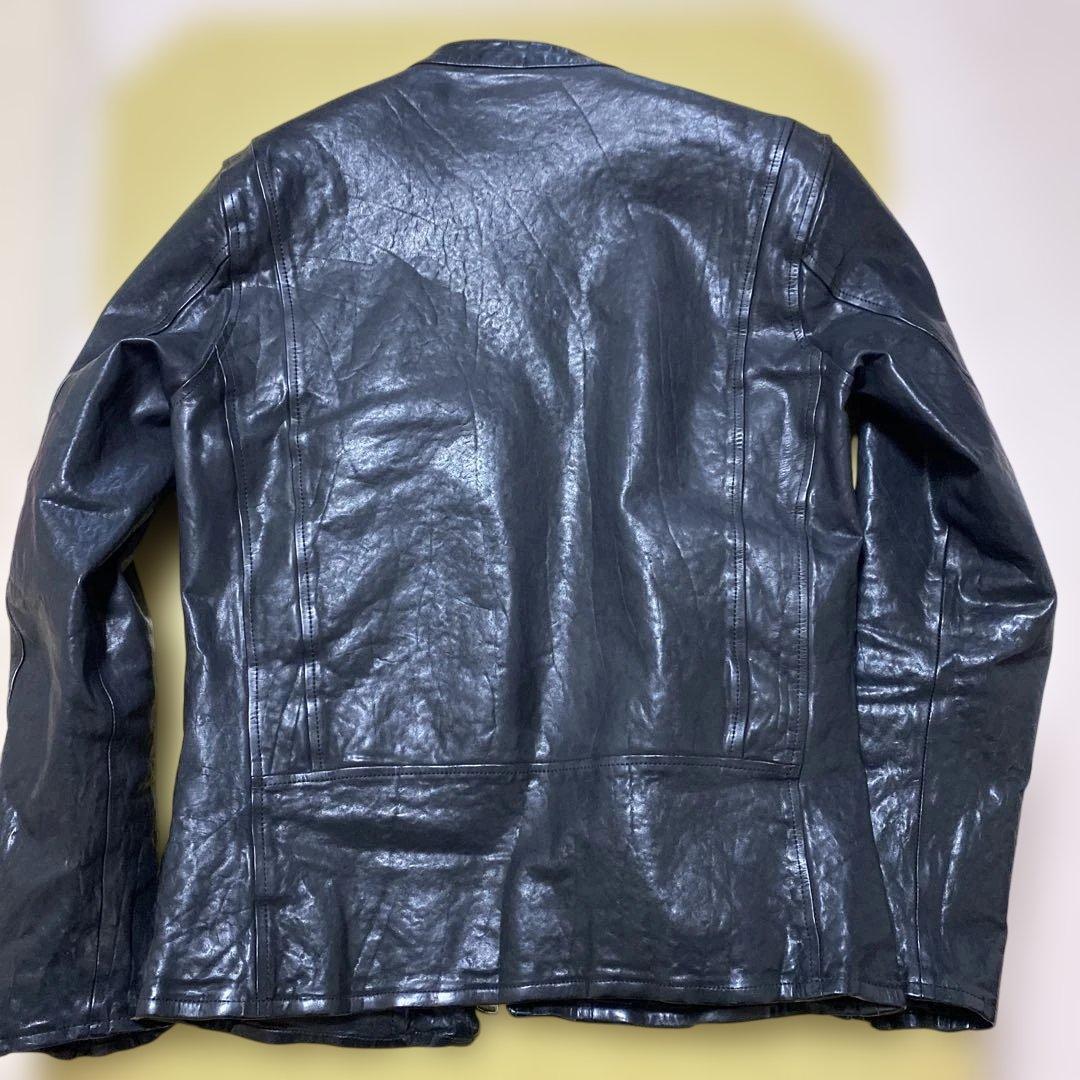 バックラッシュ ジャパンショルダーレザー製品染めシングルライダース