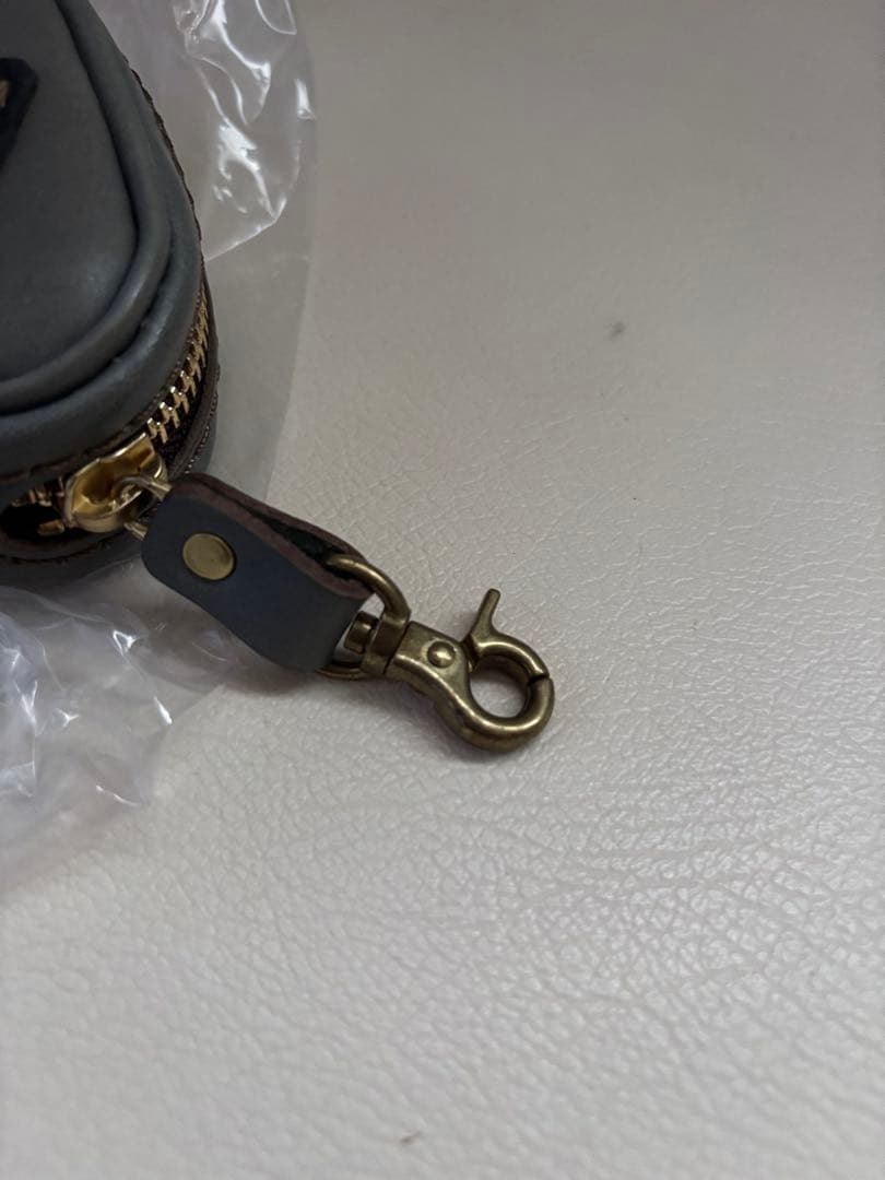 HERZヘルツKF-3おにぎりポーチ限定革アイビーグレイ引き手付き