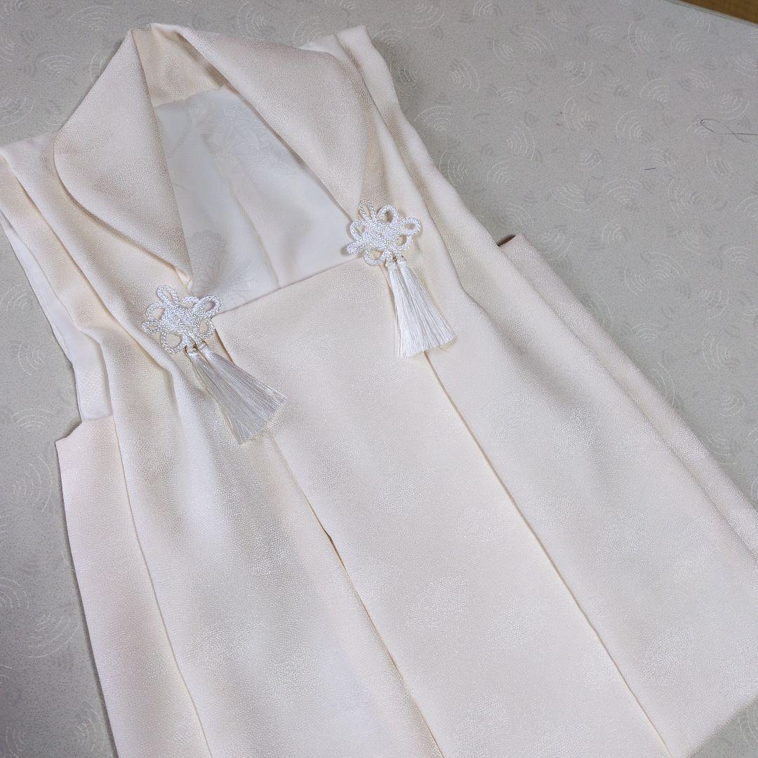 七五三３歳正絹縮緬扇柄の被布（中綿無し）ミルキーホワイト