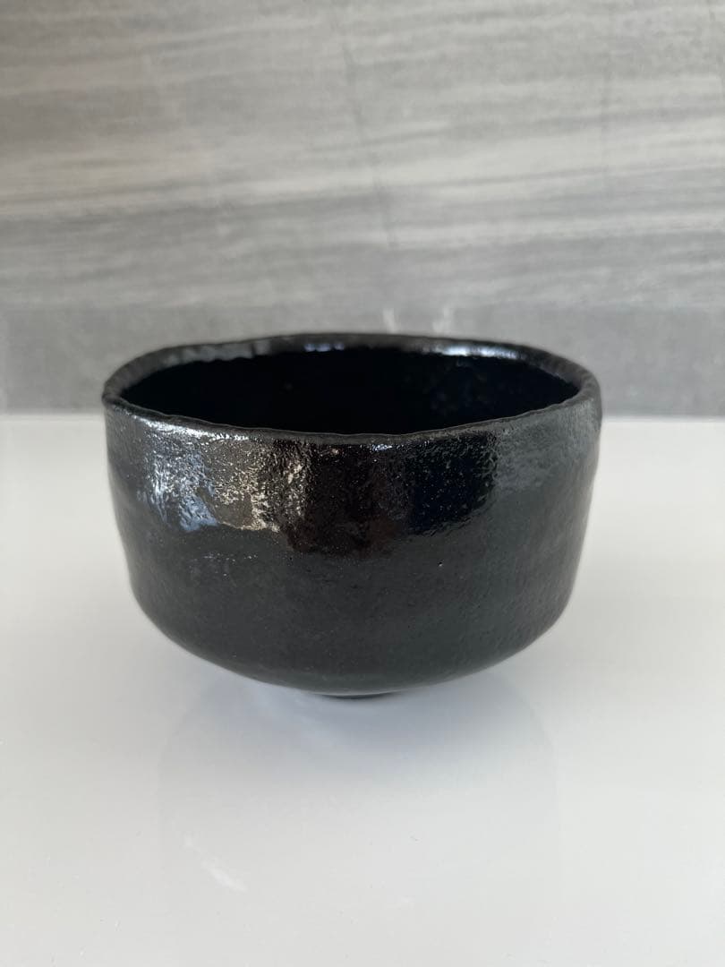 黒色抹茶碗 佐々木昭楽作　木製箱入り