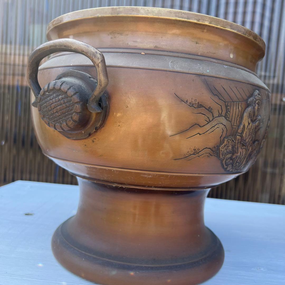 昭和レトロ 銅製火鉢 2つ アンティーク ヴィンテージ 古道具 古民家 双耳