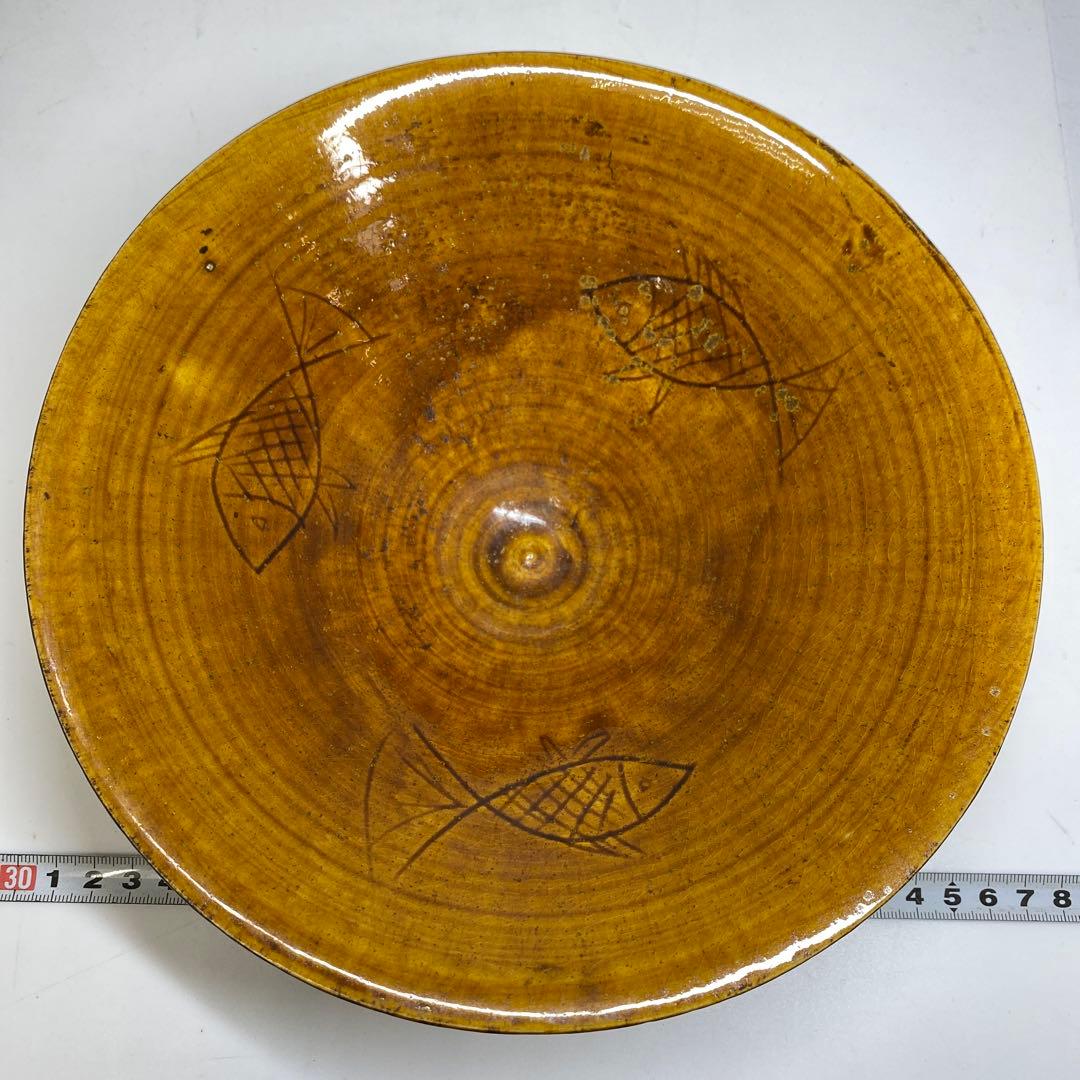 古代中国　あめ紬　魚回大鉢　タニオ　直径約22.5cm 東N7-1004①