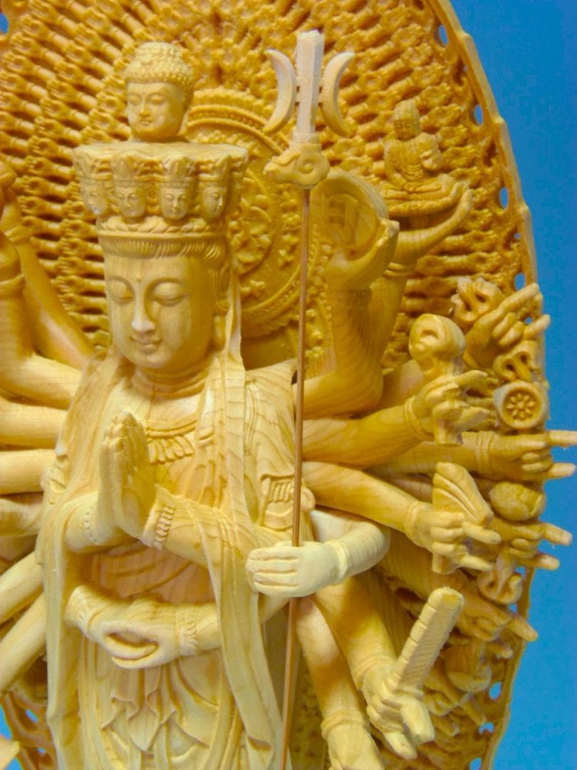 木彫仏像 千手観音 千手観世音菩薩 仏像 木彫 ヒノキ