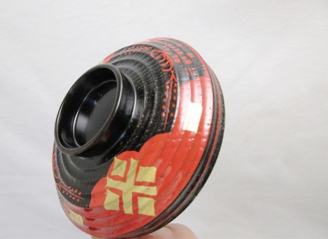 未使用 懐石道具 金彩梅正法寺蒔絵 箸洗い 4客組 木製漆器 小吸物椀