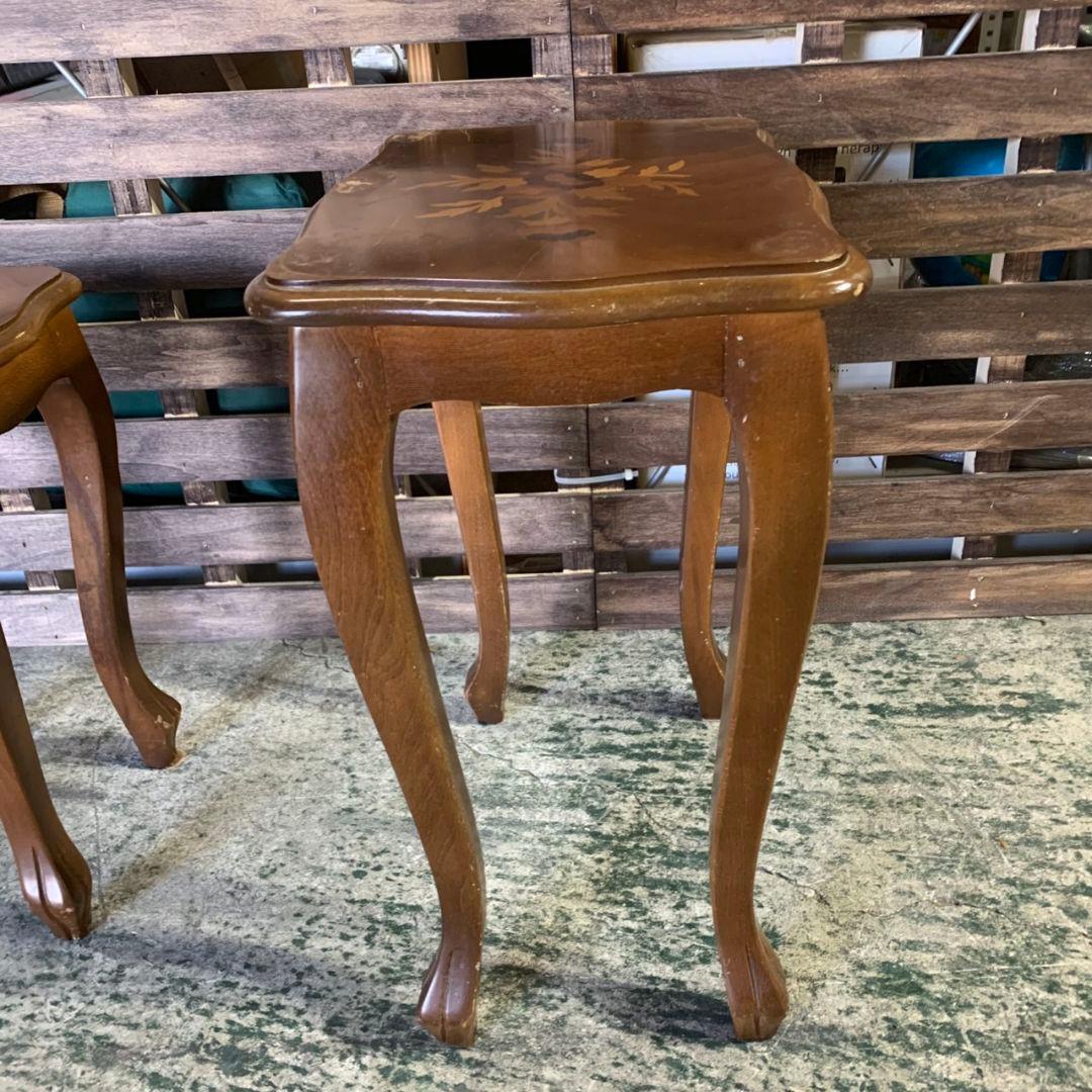 H886 レトロ家具 木製ネストテーブル 2点セット サイドテーブル 飾り棚