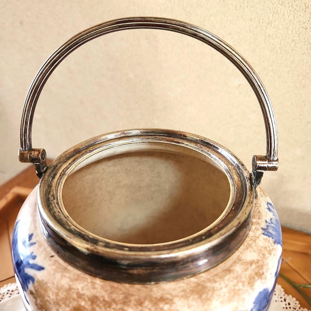 青い花　クッキージャー　ジャー　イギリス　古い　ロイヤルドルトン