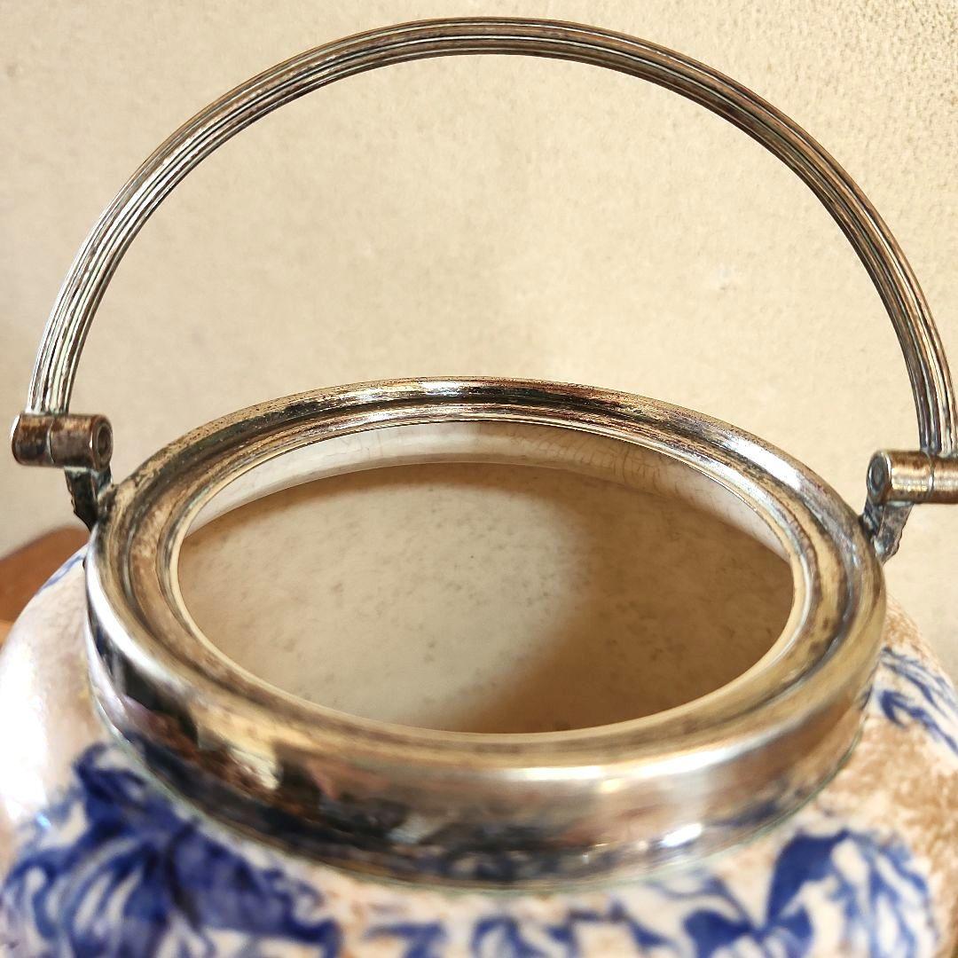 青い花　クッキージャー　ジャー　イギリス　古い　ロイヤルドルトン