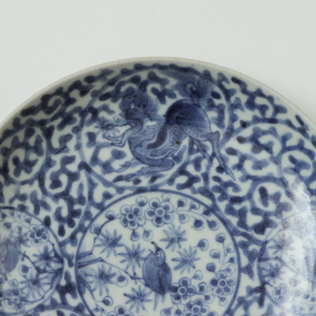 伊万里　古伊万里　江戸　中期　麒麟　梅　鶯　うぐいす　蛸唐草　4寸皿