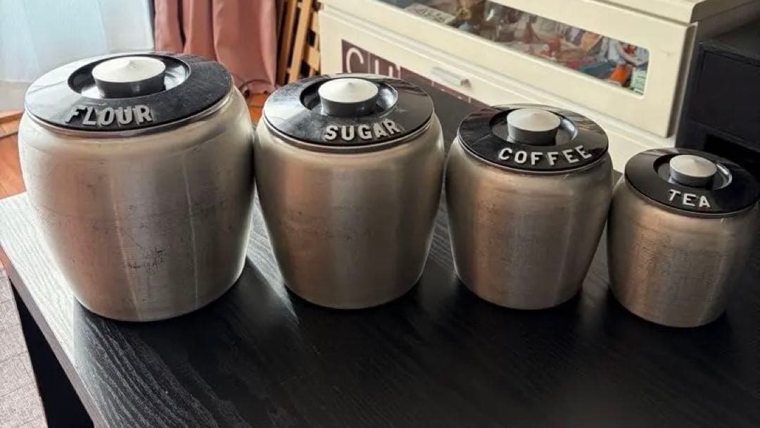 キャニスター4種類レトロ調味料容器セット