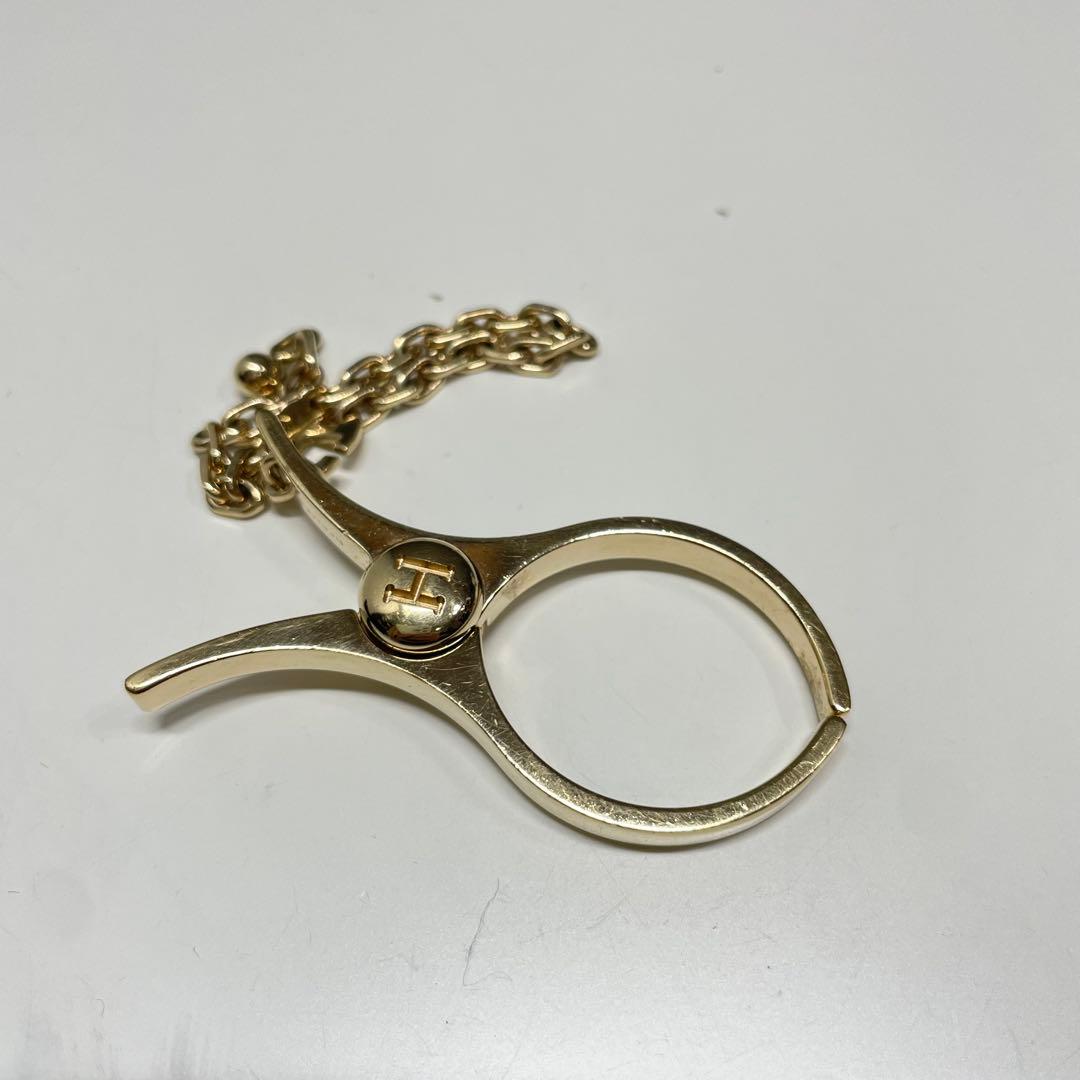 リ*ス様 Hermès グローブホルダー　ゴールド メタルリング チェーン付き