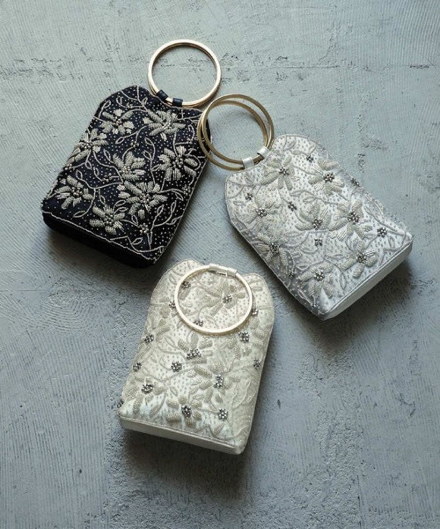 niana 2wayリングハンドルビジューパーティーバッグ ベージュ