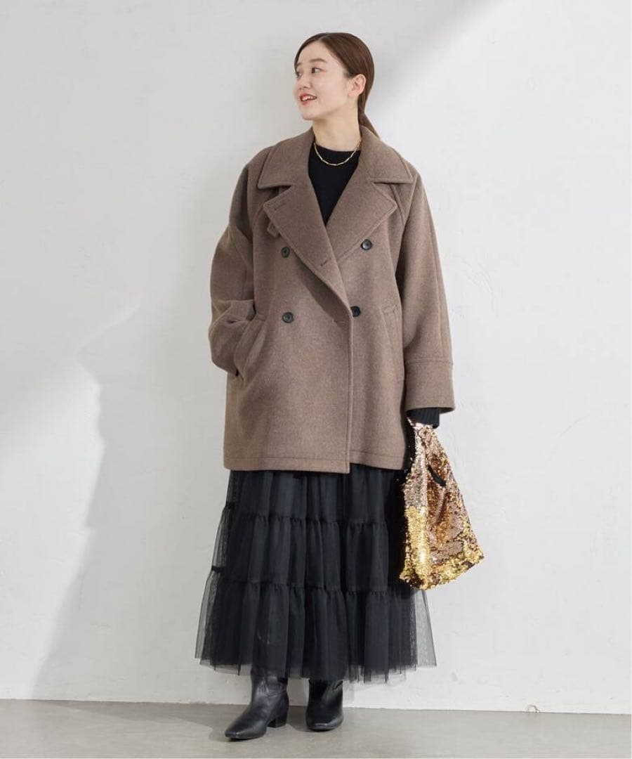 IENA ダブルブレストハーフコート36