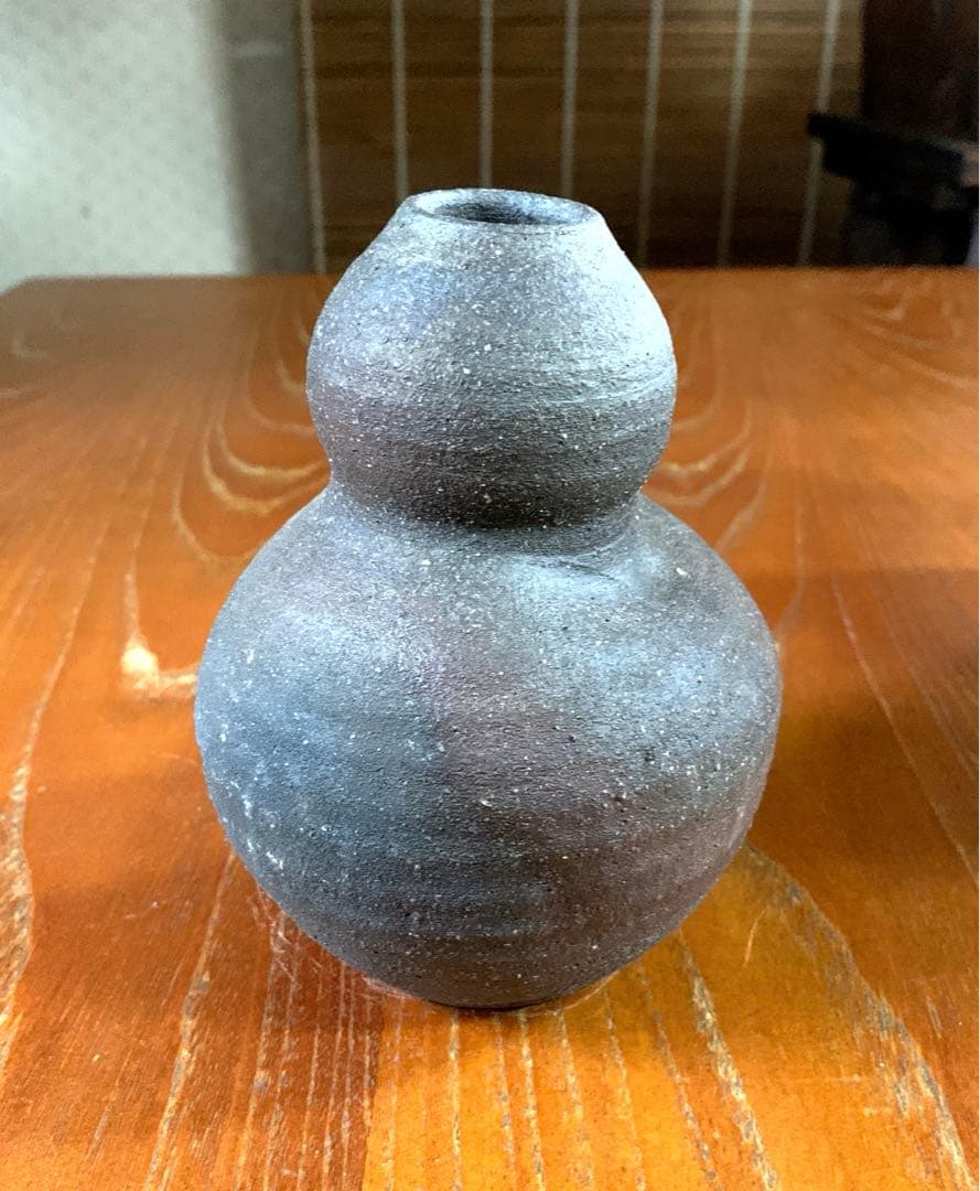 隠崎隆一　備前焼　作家物　陶芸品　花入　花器　ひょうたん